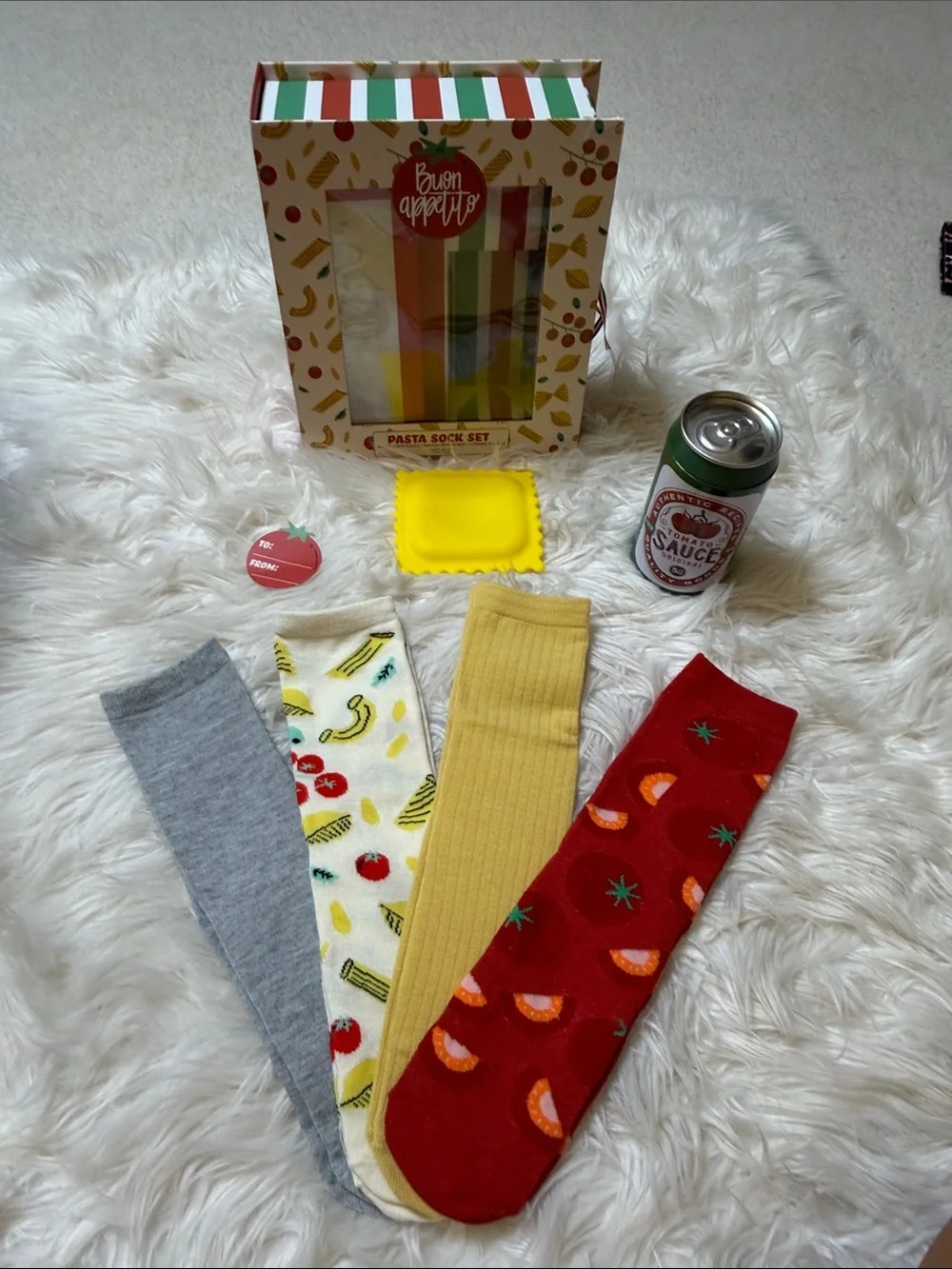NWT, Buon Appetito Pasta-Themed Sock Set - Multicolor 4 pairs